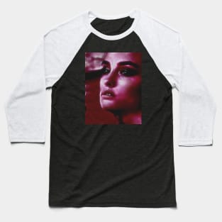 Portrait, digital collage and special processing. Woman. Like in night dreams. Pink and red. Baseball T-Shirt